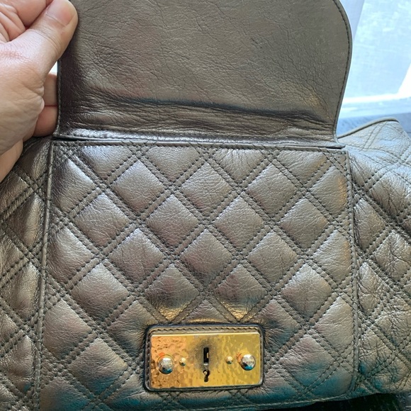 Marc Jacobs Astor Leather Quilted Shoulder Tote Bag Metallic - Picture 8 of 14